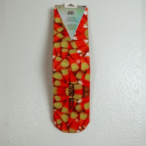Living Royal Crew Shocks Unisex Candy Corn Print Halloween - Picture 3 of 5